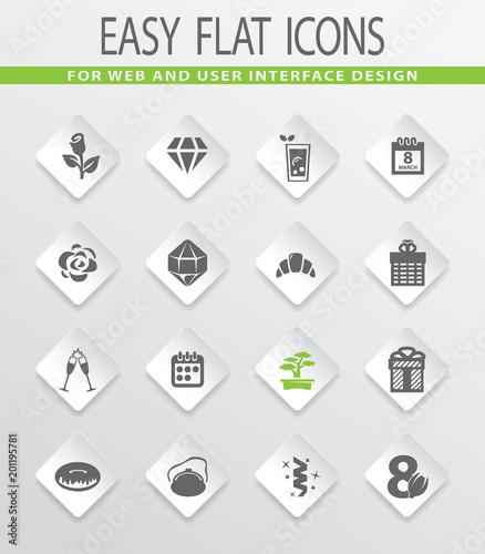 8 March icons set