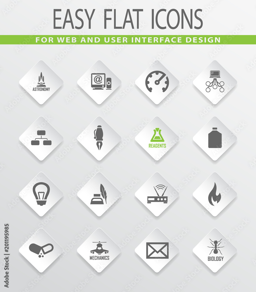 Courses school icons set