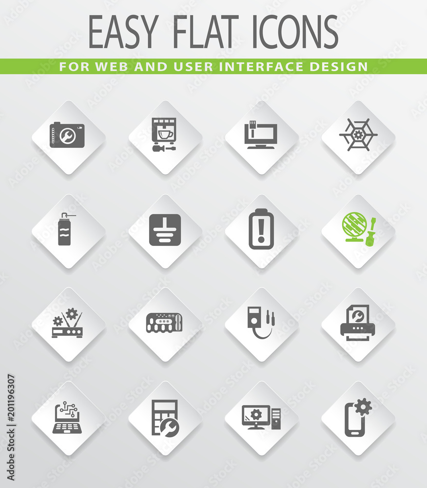 Electronic repair icons set Electronic repair icons set