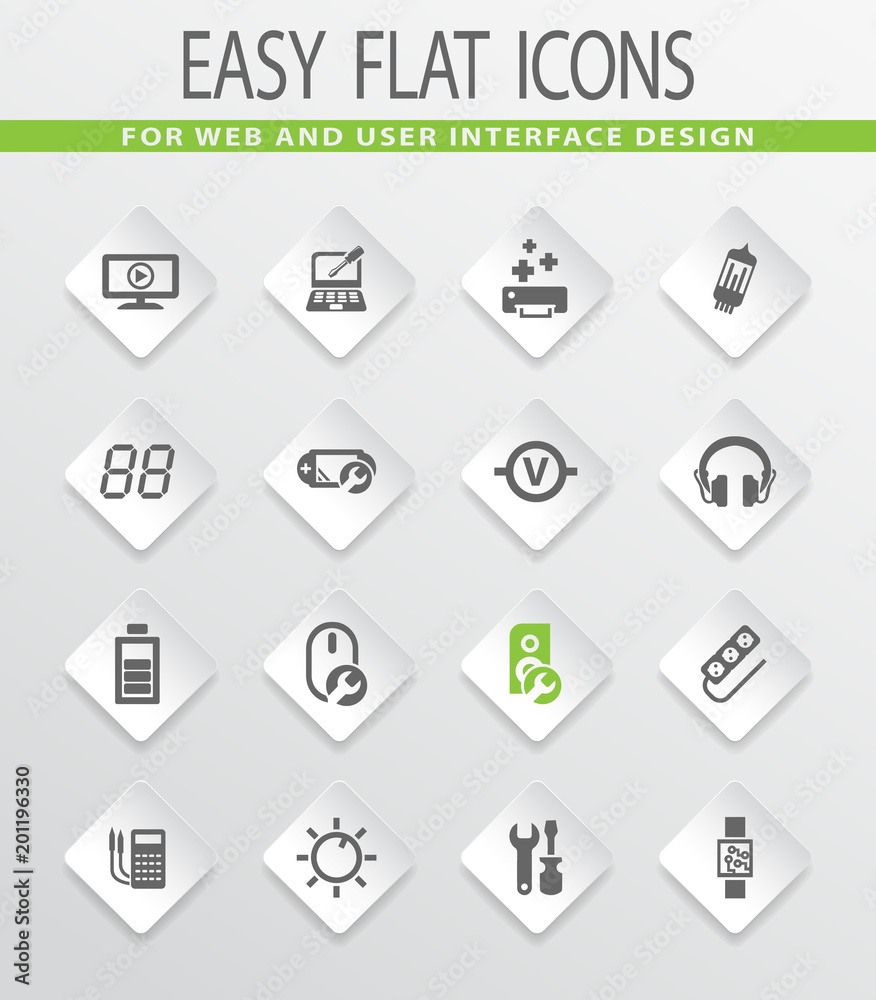 Electronic repair icons set Electronic repair icons set