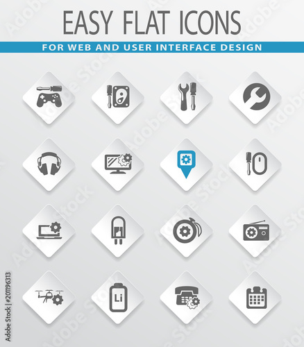 Electronic repair icons set