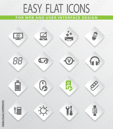 Electronic repair icons set