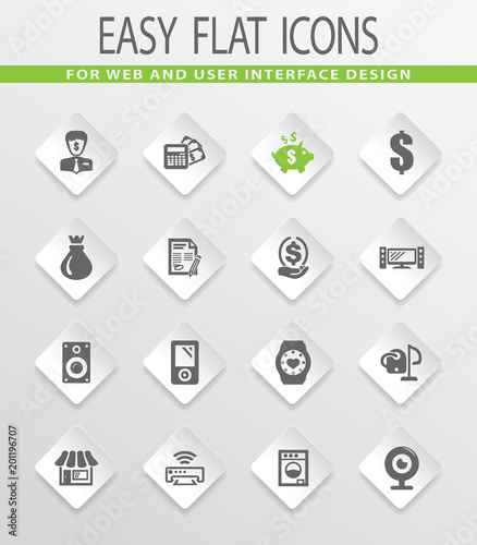 Pawn shop icons set