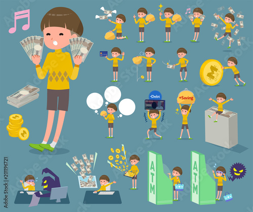 flat type Yellow clothes Bob hair boy_money