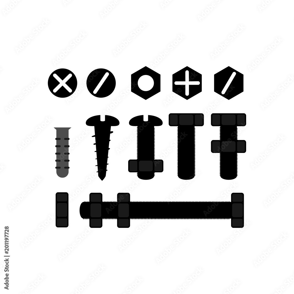 Bolt and nut icon Bolt and nut icon