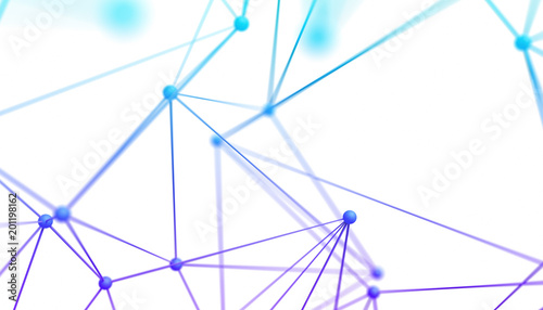 Abstract 3d rendering of network concept. Modern background. Futuristic shape with spheres and lines. Design for poster, cover, branding, banner, placard.