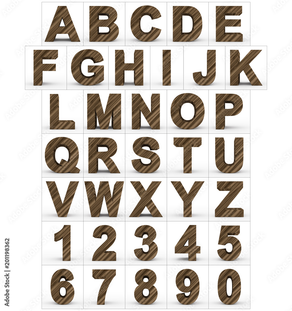letters and numbers 3d wooden isolated on white letters and numbers 3d wooden isolated on white