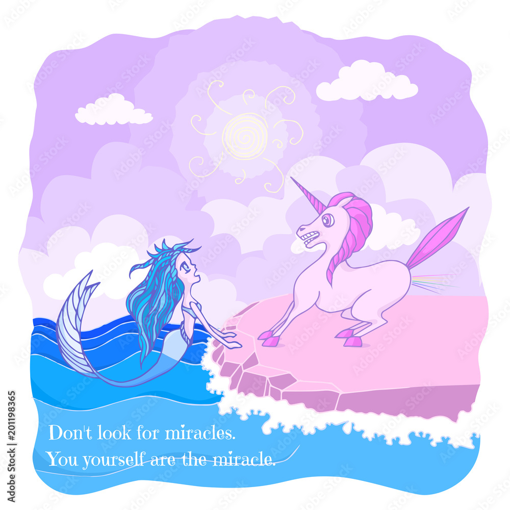 Mermaid with unicorn.