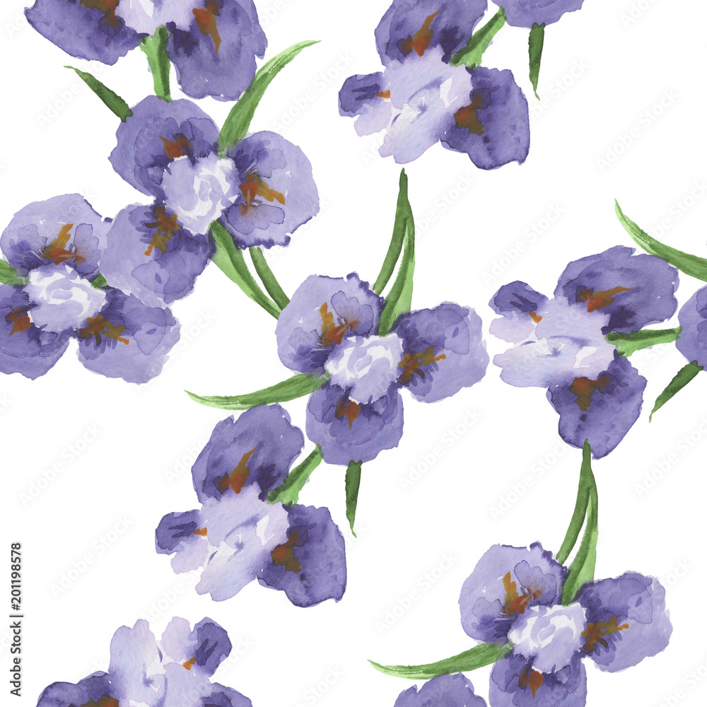 
Seamless background, flowers. Watercolor drawing. The basis for modern design. orchid
