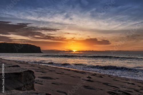 Beautiful sunset at Cabo Ledo beach. Angola. Africa.
