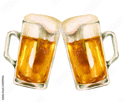 ビール 乾杯 ジョッキ 水彩 イラスト Stock イラスト Adobe Stock