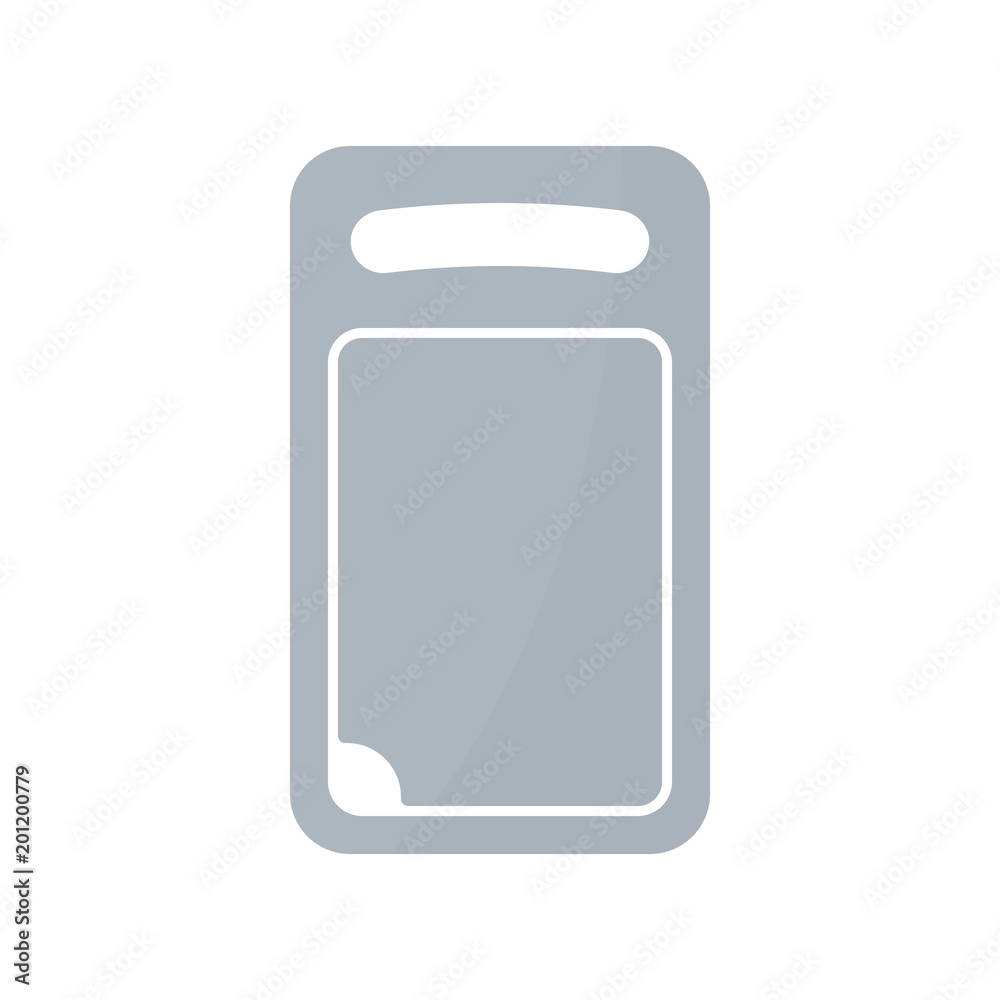 Plastic cutting board isolated on white background. Kitchen tools. Simple flat icon. Plastic cutting board isolated on white background. Kitchen tools. Simple flat icon.