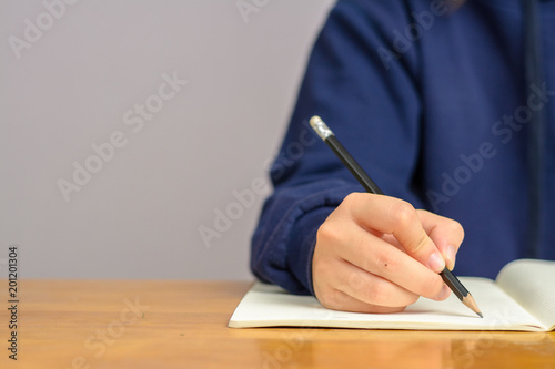  Women are studying hard,Close up hand.