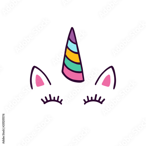 Unicorn head with eyes vector illustration.
