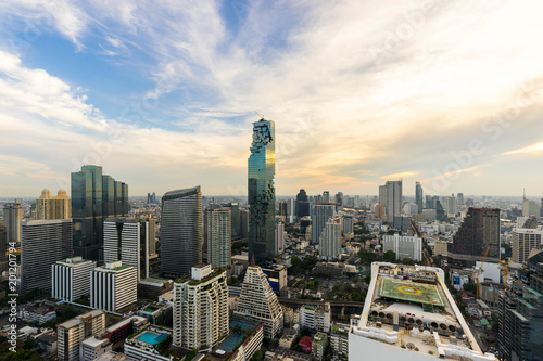 beautiful sunset of the Metropolitan Bangkok City downtown cityscape urban skyline Thailand in December 2017 - Cityscape Bangkok city Thailand