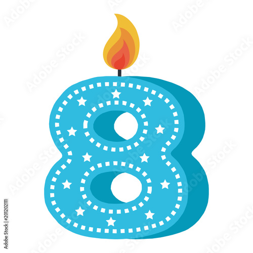 birthday candle with number eight vector illustration design