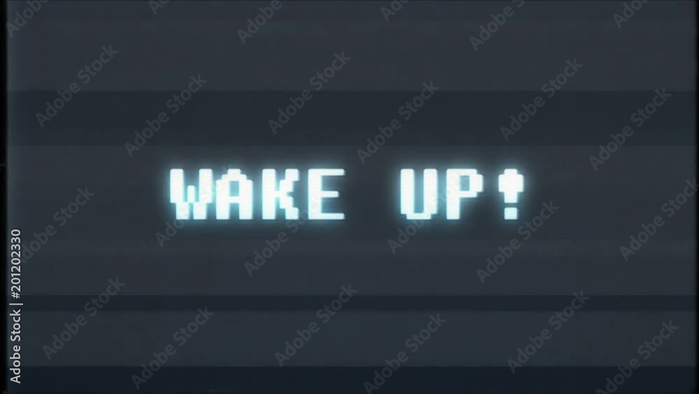 retro videogame WAKE UP text computer old tv glitch interference noise screen animation seamless loop New quality universal vintage motion dynamic animated background colorful joyful video retro videogame WAKE UP text computer old tv glitch interference noise screen animation seamless loop New quality universal vintage motion dynamic animated background colorful joyful video
