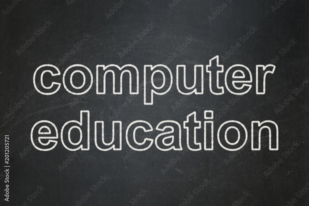 Studying concept: text Computer Education on Black chalkboard background Studying concept: text Computer Education on Black chalkboard background