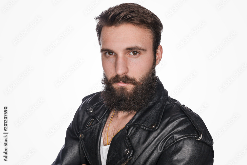 Brutal bearded guy in jacket Brutal bearded guy in jacket