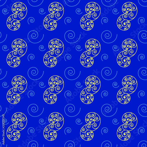 Spiral yellow seamless pattern