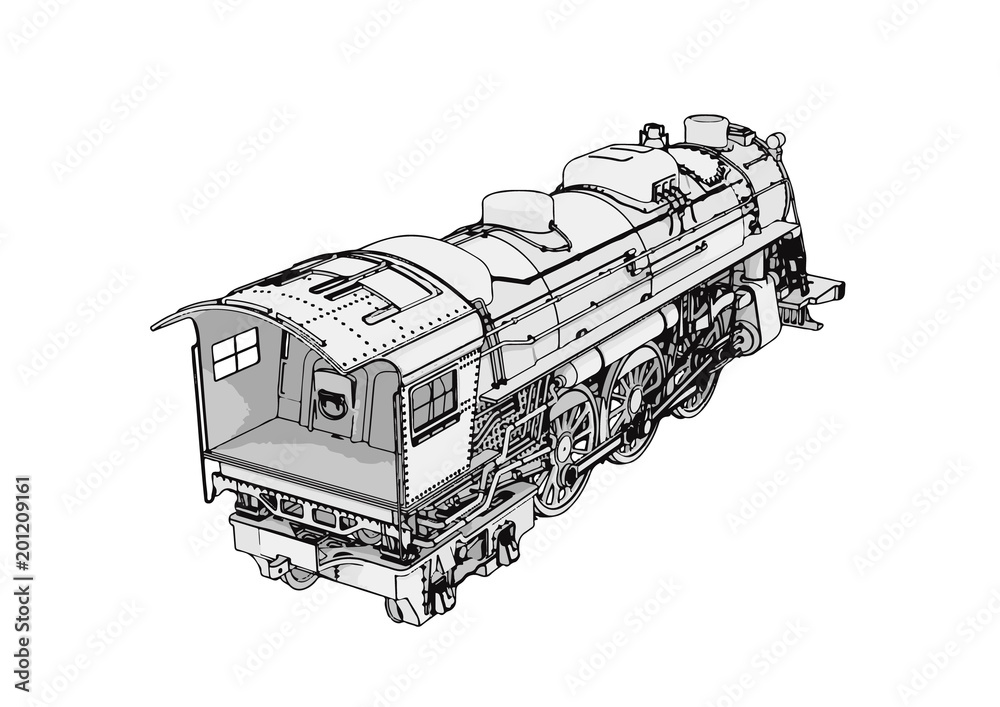 Naklejka premium silhouette retro steam engine vector