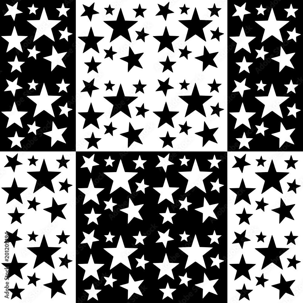Black - white background with a five-pointed stars Black - white background with a five-pointed stars