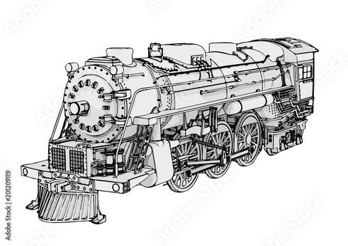silhouette retro steam engine vector