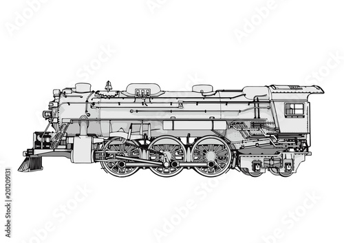 silhouette retro steam engine vector