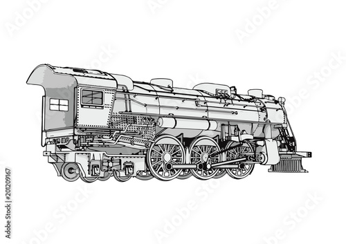 silhouette retro steam engine vector
