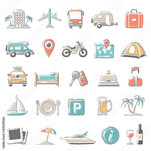 Outline Color Icons - Travel