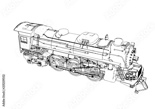 silhouette retro steam engine vector