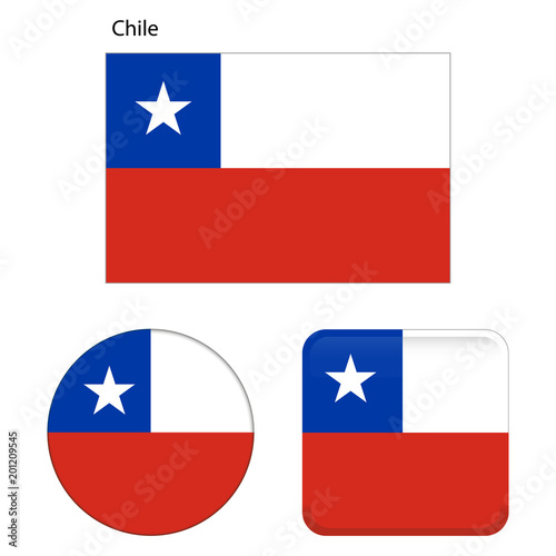 Free Download Flag of Chile. Correct proportions, elements, colors. Set of icons, square, button. Vector illustration on white background. - GFXLoad