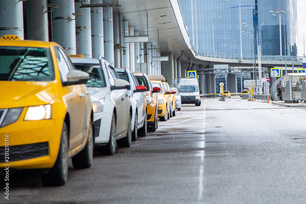Taxi line next to International Airport