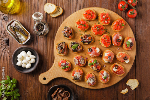 Mix Bruschetta with sardines and anchovies.