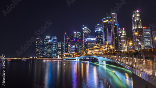 Cityscape night light view of Singapore 6