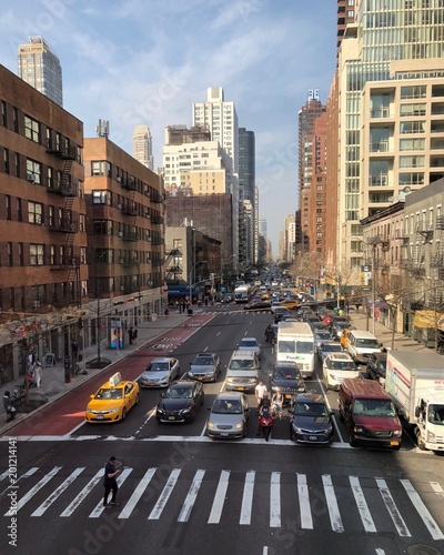 Photography New York City, USA - April 2018: Traffic on Second Avenue in midtown Manhattan i