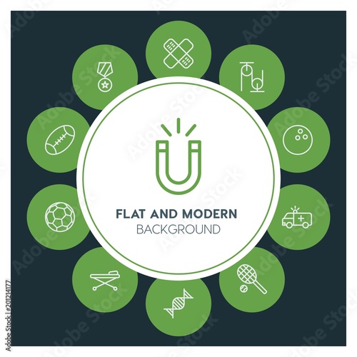 health, science, sports Infographic Circle outline Icons Set. Contains such Icons as  business,  website,  elements,  background,  pattern,  illustration and more. ..Fully Editable. Pixel Perfect