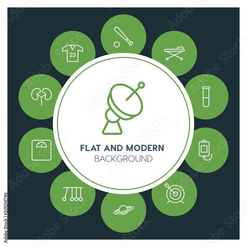 health, science, sports Infographic Circle outline Icons Set. Contains such Icons as  business,  website,  elements,  background,  pattern,  illustration and more. ..Fully Editable. Pixel Perfect