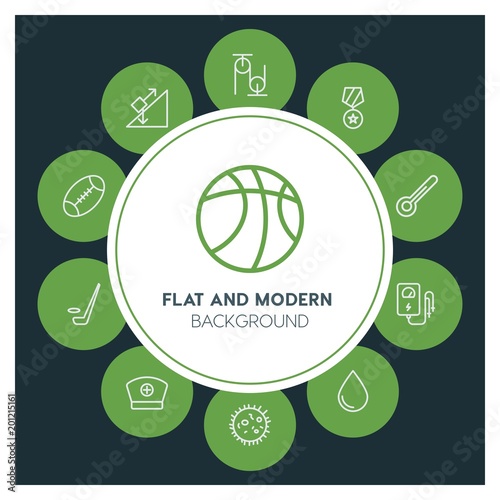 health, science, sports Infographic Circle outline Icons Set. Contains such Icons as  business,  website,  elements,  background,  pattern,  illustration, ice and more. ..Fully Editable. Pixel Perfect
