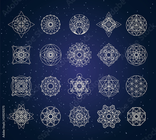 sacred geometry outline shapes vector set