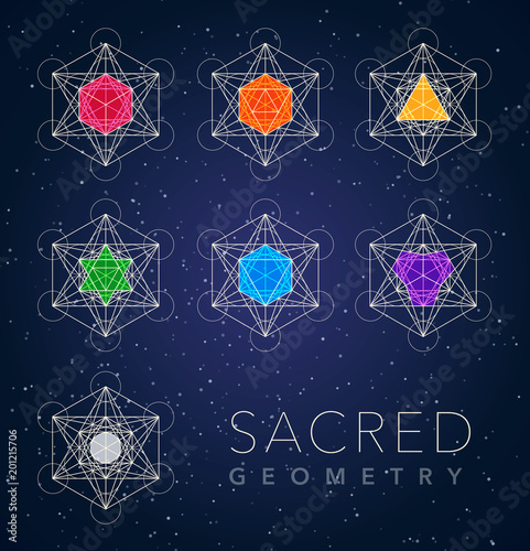 sacred geometry outline shapes vector symbol set photo