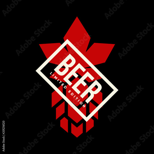 Modern craft beer drink vector logo sign for bar, pub or tavern, isolated on dark background.
