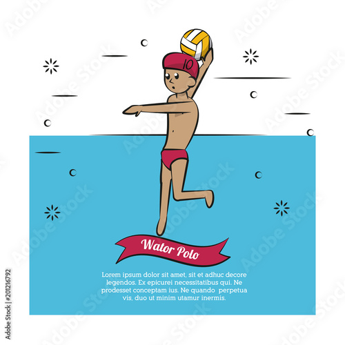 Water sport cartoons waterpolo vector illustration graphic design