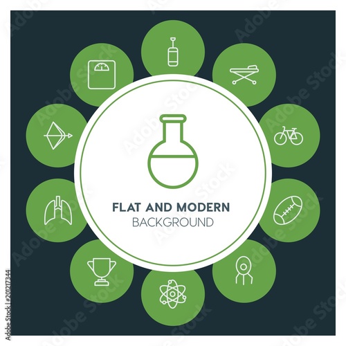 health, science, sports Infographic Circle outline Icons Set. Contains such Icons as  business,  website,  elements,  background,  pattern,  illustration, bow and more. ..Fully Editable. Pixel Perfect