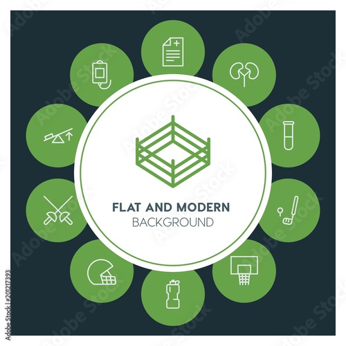 health, science, sports Infographic Circle outline Icons Set. Contains such Icons as  business,  website,  elements,  background,  pattern,  illustration and more. ..Fully Editable. Pixel Perfect