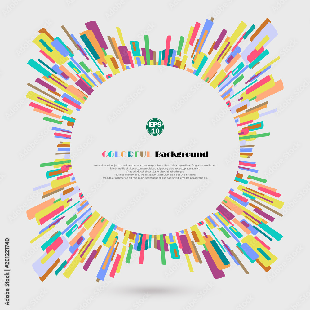 Obraz premium Abstract of 360 degree colorful crayon lines pattern. Exploring new idea for business presentation. Illustration vector eps10