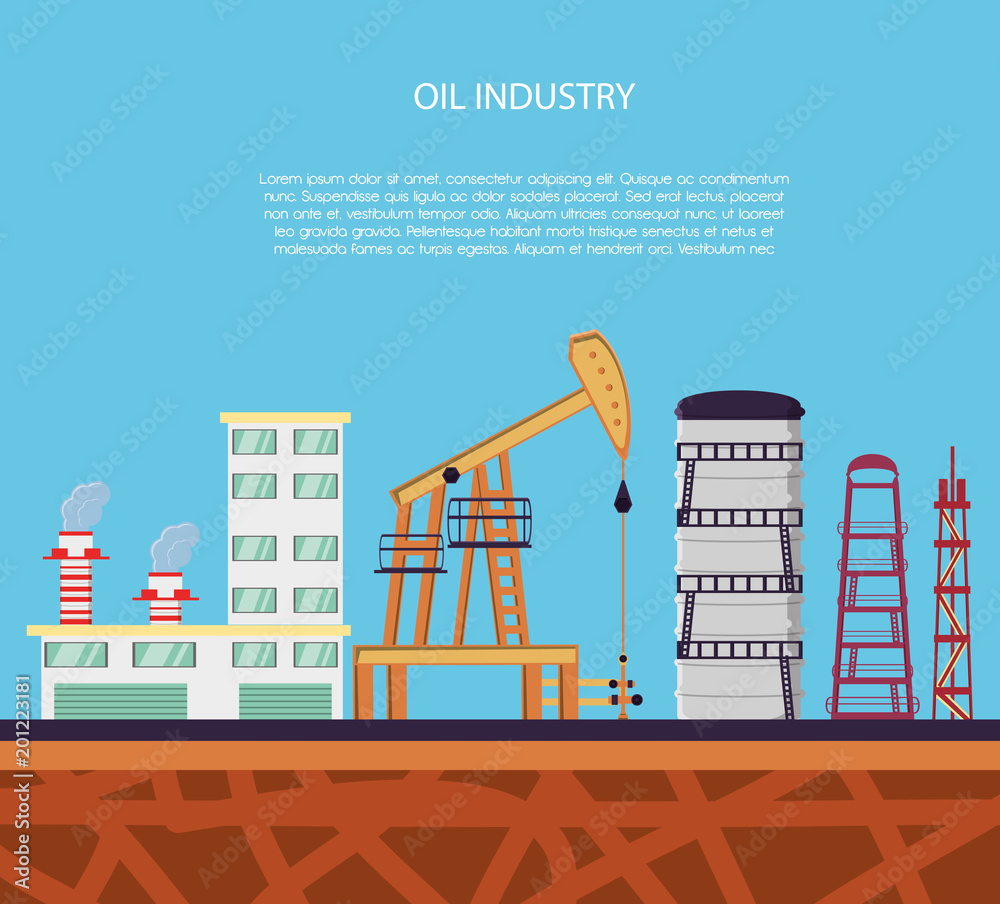 Fototapeta premium oil industry with refinery plant vector illustration design
