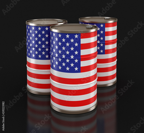 Oil barrel with flag of USA. Image with clipping path