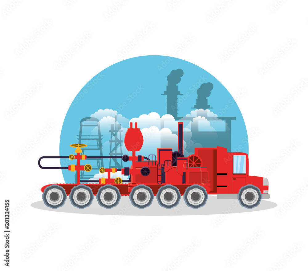 Fototapeta premium oil industry with transport vehicles vector illustration design