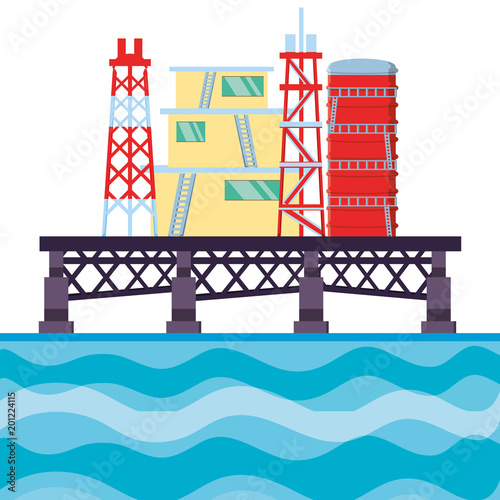oil industry with marine platform vector illustration design
